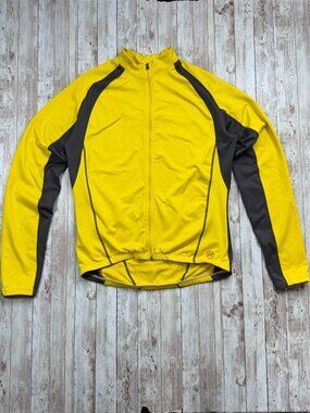 Novara Men's Biking Jersey Jacket sz Medium Full Zip Yellow Cycling Long Sleeve
